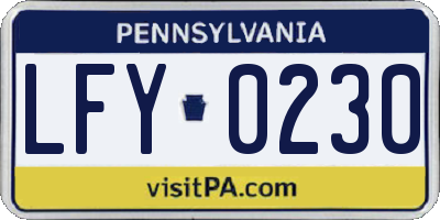 PA license plate LFY0230