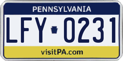 PA license plate LFY0231