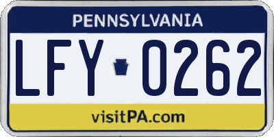 PA license plate LFY0262