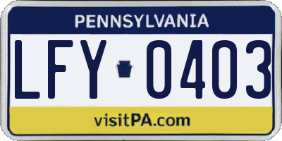 PA license plate LFY0403