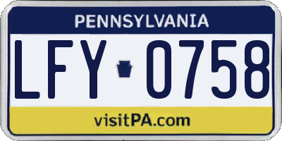 PA license plate LFY0758