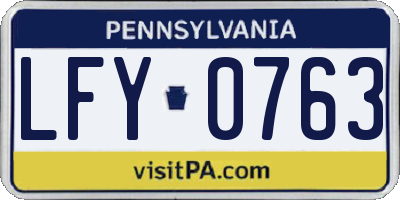 PA license plate LFY0763