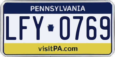 PA license plate LFY0769