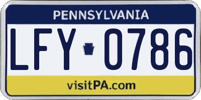 PA license plate LFY0786