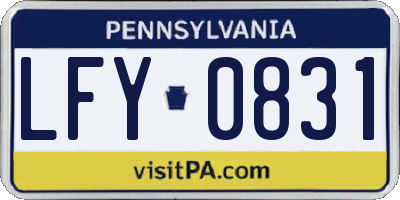 PA license plate LFY0831