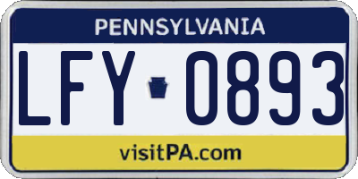 PA license plate LFY0893