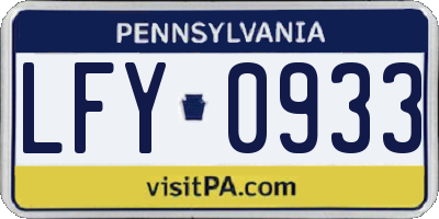 PA license plate LFY0933
