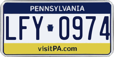 PA license plate LFY0974