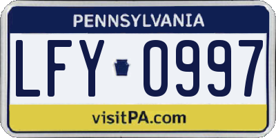 PA license plate LFY0997
