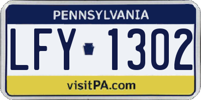 PA license plate LFY1302