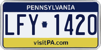 PA license plate LFY1420