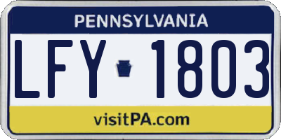 PA license plate LFY1803