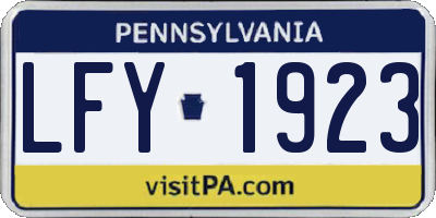 PA license plate LFY1923