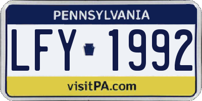 PA license plate LFY1992