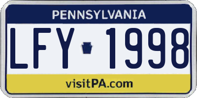PA license plate LFY1998