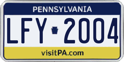 PA license plate LFY2004