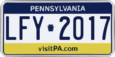 PA license plate LFY2017