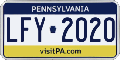 PA license plate LFY2020