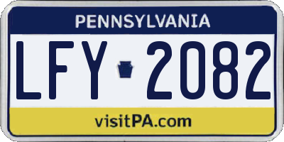 PA license plate LFY2082