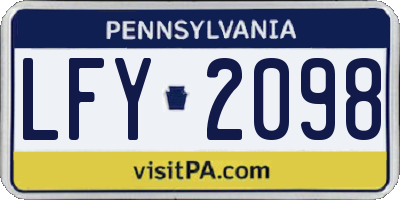 PA license plate LFY2098