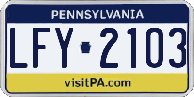 PA license plate LFY2103
