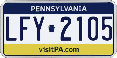 PA license plate LFY2105