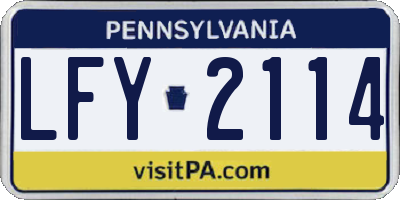 PA license plate LFY2114