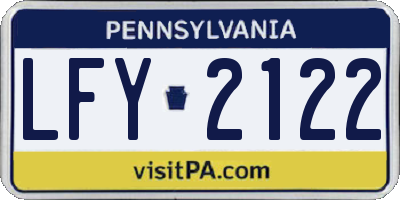 PA license plate LFY2122