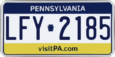 PA license plate LFY2185