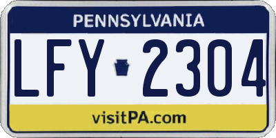 PA license plate LFY2304