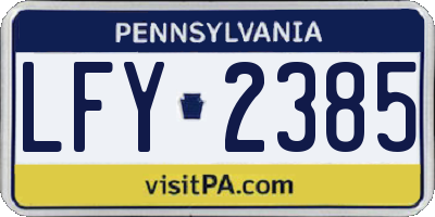 PA license plate LFY2385