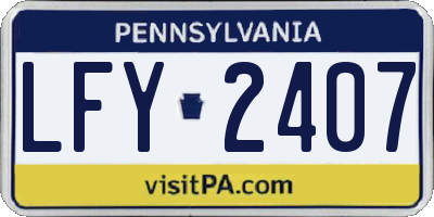 PA license plate LFY2407