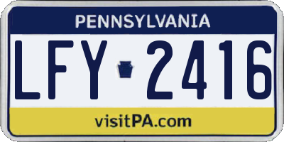 PA license plate LFY2416