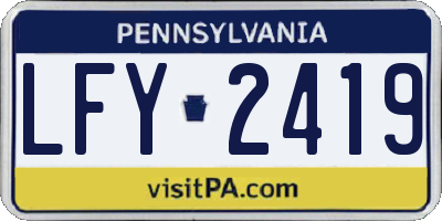 PA license plate LFY2419