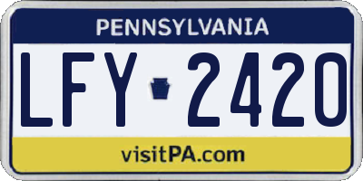 PA license plate LFY2420