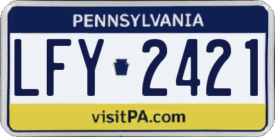 PA license plate LFY2421