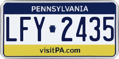 PA license plate LFY2435