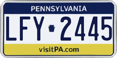 PA license plate LFY2445