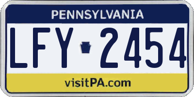 PA license plate LFY2454