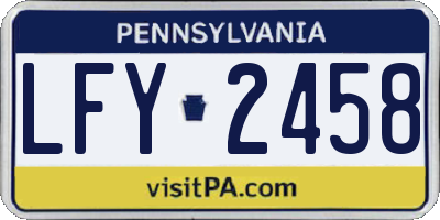 PA license plate LFY2458