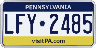 PA license plate LFY2485
