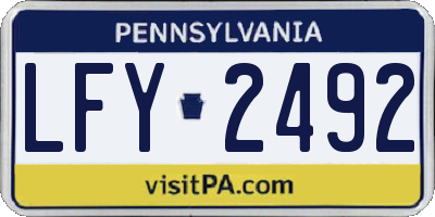 PA license plate LFY2492