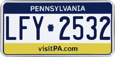 PA license plate LFY2532