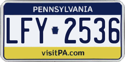 PA license plate LFY2536