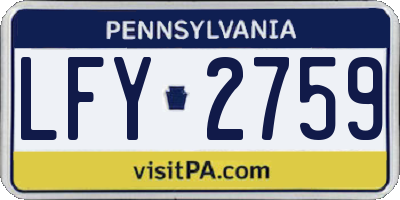 PA license plate LFY2759