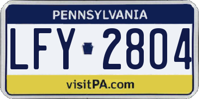 PA license plate LFY2804