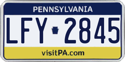 PA license plate LFY2845