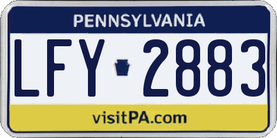 PA license plate LFY2883