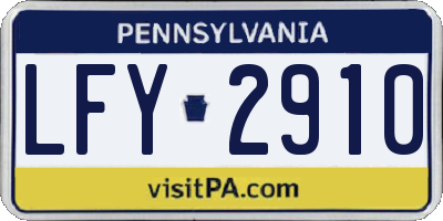 PA license plate LFY2910
