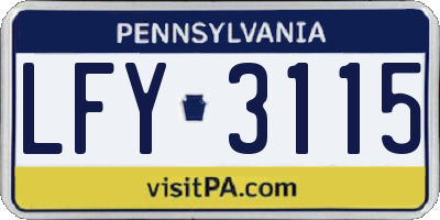 PA license plate LFY3115